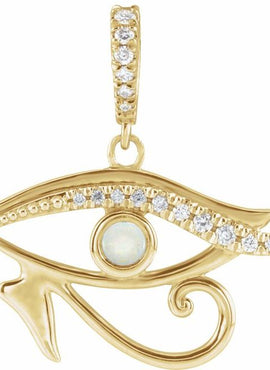 14K White Gold Natural Turquoise & .08 CTW Natural Diamond Eye of Horus Pendant