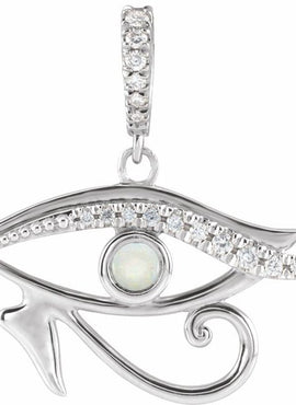 14K White Gold Natural Turquoise & .08 CTW Natural Diamond Eye of Horus Pendant