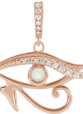 14K White Gold Natural Turquoise & .08 CTW Natural Diamond Eye of Horus Pendant