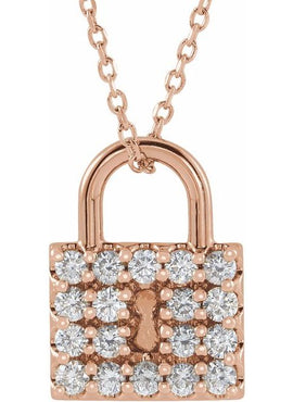 Sterling Silver 1/2 CTW Natural Diamond Lock Pendant