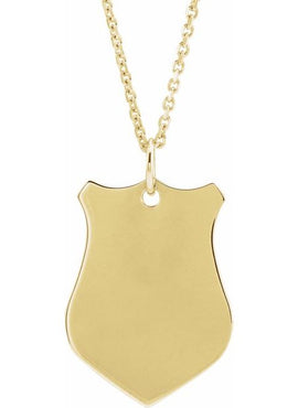 14K Rose Gold Engravable Sheild Pendant