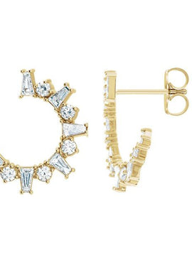 Platinum 1 CTW Natural Diamond Front-Facing Hoop Earrings