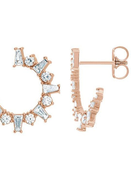 Platinum 1 CTW Natural Diamond Front-Facing Hoop Earrings