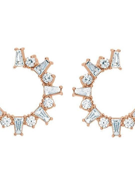 Platinum 1 CTW Natural Diamond Front-Facing Hoop Earrings