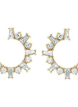 Platinum 1 CTW Natural Diamond Front-Facing Hoop Earrings