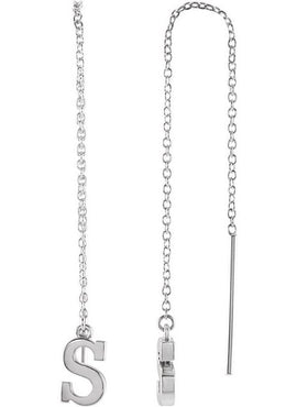 14K Yellow Gold Single Initial A Chain Earring