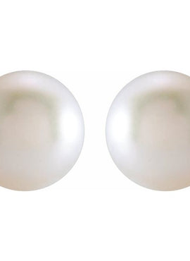 14K Yellow Gold 3 mm Cultured White Freshwater Pearl Earrings