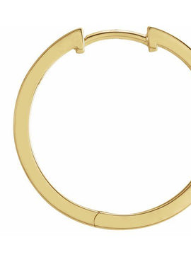 14K White Gold Grooved Hinged 15 mm Huggie Hoop Earrings