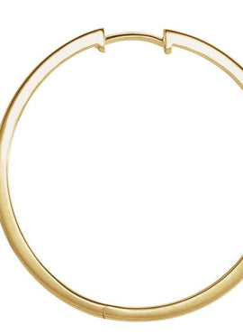 14K White Gold Grooved Hinged 15 mm Huggie Hoop Earrings