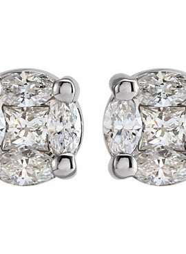 14K Yellow Gold 1/3 CTW Natural Diamond Cluster Earrings