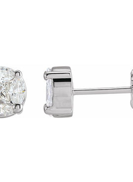 14K Yellow Gold 3/4 CTW Natural Diamond Cluster Earrings