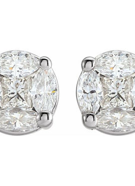 14K Yellow Gold 3/4 CTW Natural Diamond Cluster Earrings