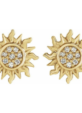 14K Yellow Gold .04 CTW Natural Diamond Sun Earrings