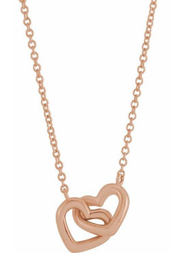 14K Rose Gold Interlocking Heart 16