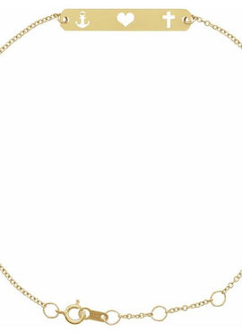 14K White Gold Faith, Love, Hope Bar 6 1/2-7 1/2