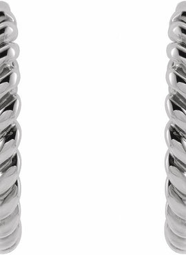 14K White Gold Rope 11 mm Hoop Earrings