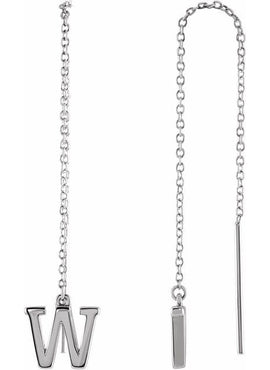 14K Yellow Gold Single Initial A Chain Earring
