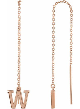 14K Yellow Gold Single Initial A Chain Earring