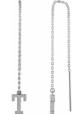 14K Yellow Gold Single Initial A Chain Earring