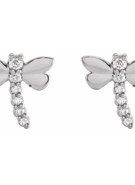 14K Yellow Gold .08 CTW Natural Diamond Dragonfly Earrings