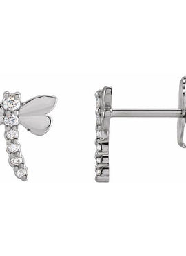 14K Yellow Gold .08 CTW Natural Diamond Dragonfly Earrings