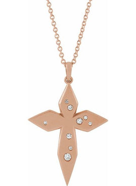 Platinum .08 CTW Natural Diamond Cross 16-18