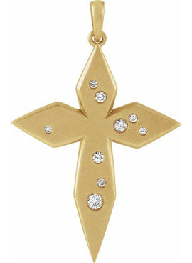 Platinum .08 CTW Natural Diamond Cross 16-18