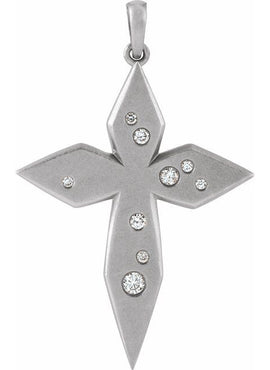 Platinum .08 CTW Natural Diamond Cross 16-18
