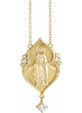 Sterling Silver .08 CTW Natural Diamond Miraculous Mary 16