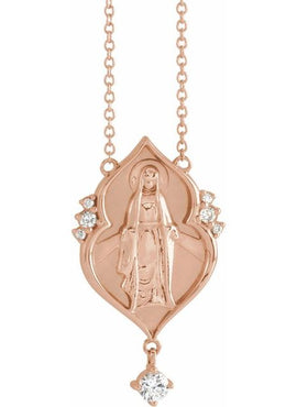 Sterling Silver .08 CTW Natural Diamond Miraculous Mary 16