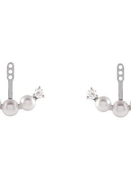 14K Yellow Gold Cultured Akoya Pearl & 1/4 CTW Natural Diamond Earring Jackets