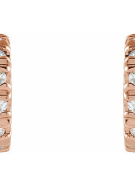 14K White Gold 1/2 CTW Natural Diamond French-Set 15 mm Huggie Hoop Earrings