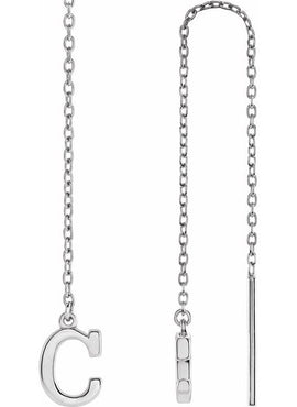 14K Yellow Gold Single Initial A Chain Earring