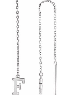 14K Yellow Gold Single Initial A Chain Earring