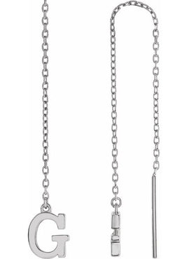 14K Yellow Gold Single Initial A Chain Earring