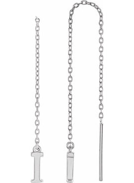 14K Yellow Gold Single Initial A Chain Earring