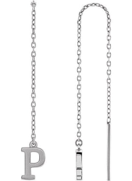 14K Yellow Gold Single Initial A Chain Earring