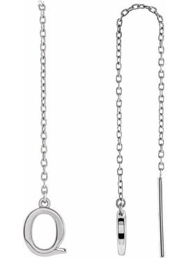 14K Yellow Gold Single Initial A Chain Earring