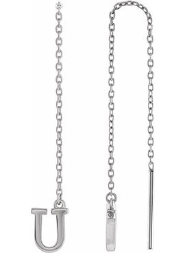 14K Yellow Gold Single Initial A Chain Earring