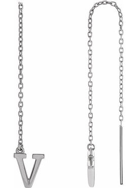 14K Yellow Gold Single Initial A Chain Earring