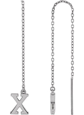 14K Yellow Gold Single Initial A Chain Earring