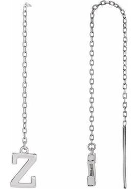 14K Yellow Gold Single Initial A Chain Earring