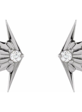 Sterling Silver .03 CTW Natural Diamond Starburst Earrings