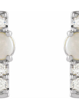 14K Yellow Gold Natural Turquoise & 1/5 CTW Natural Diamond Bar Earrings