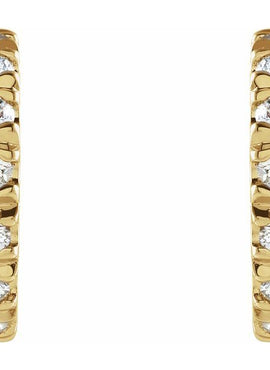 14K White Gold 1/2 CTW Natural Diamond French-Set 15 mm Huggie Hoop Earrings