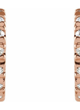 14K White Gold 1/2 CTW Natural Diamond French-Set 15 mm Huggie Hoop Earrings