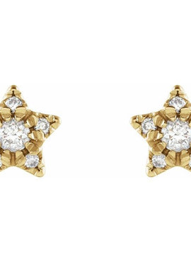 14K Yellow Gold 1/10 CTW Natural Diamond Star Earrings