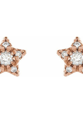 14K Yellow Gold 1/10 CTW Natural Diamond Star Earrings