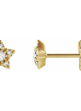 14K Yellow Gold 1/10 CTW Natural Diamond Star Earrings