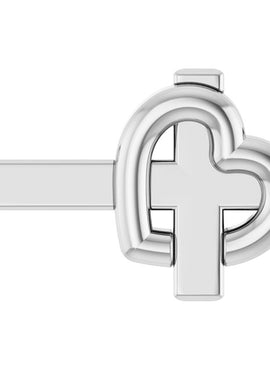 14K White/Rose Gold Sideways Cross & Heart 18